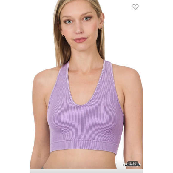 Zenana Outfitters Other - Lavender  Washed Ribbed Racerback Tank Top